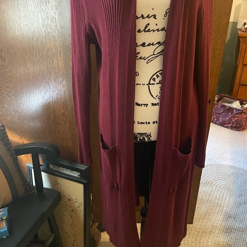 XL Long Cardigan maroon